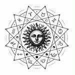 traditional sun and astrology zodiac wheel